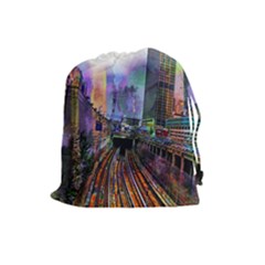 Downtown Chicago Drawstring Pouches (large)  by Amaryn4rt