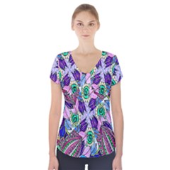 Wallpaper Created From Coloring Book Short Sleeve Front Detail Top