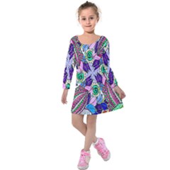 Wallpaper Created From Coloring Book Kids  Long Sleeve Velvet Dress by Amaryn4rt