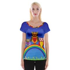 Owls Rainbow Animals Birds Nature Women s Cap Sleeve Top by Amaryn4rt