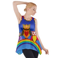 Owls Rainbow Animals Birds Nature Side Drop Tank Tunic by Amaryn4rt