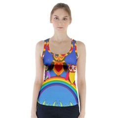 Owls Rainbow Animals Birds Nature Racer Back Sports Top