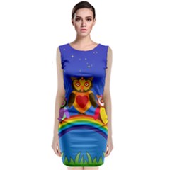 Owls Rainbow Animals Birds Nature Sleeveless Velvet Midi Dress