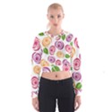 Colorful Seamless Floral Flowers Pattern Wallpaper Background Women s Cropped Sweatshirt View1