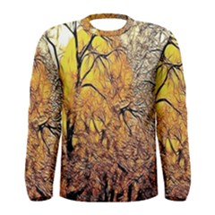 Summer Sun Set Fractal Forest Background Men s Long Sleeve Tee