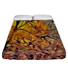 Summer Sun Set Fractal Forest Background Fitted Sheet (king Size)