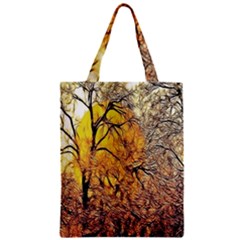 Summer Sun Set Fractal Forest Background Zipper Classic Tote Bag