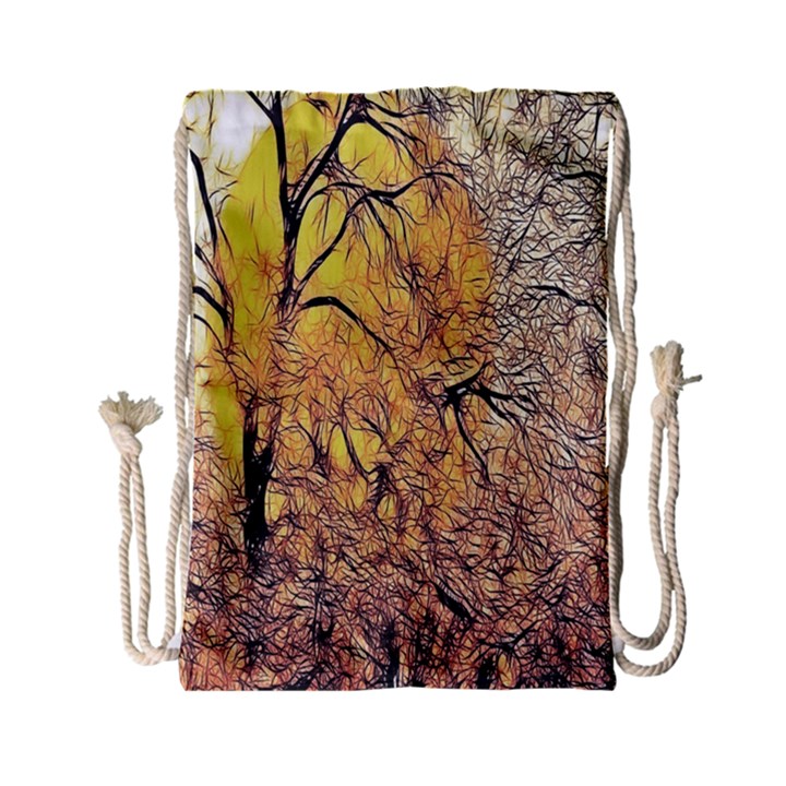 Summer Sun Set Fractal Forest Background Drawstring Bag (Small)