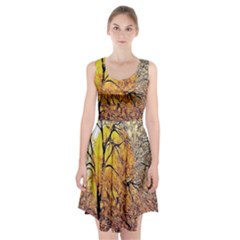 Summer Sun Set Fractal Forest Background Racerback Midi Dress