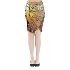 Summer Sun Set Fractal Forest Background Midi Wrap Pencil Skirt by Amaryn4rt