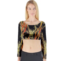 Artistic Effect Fractal Forest Background Long Sleeve Crop Top