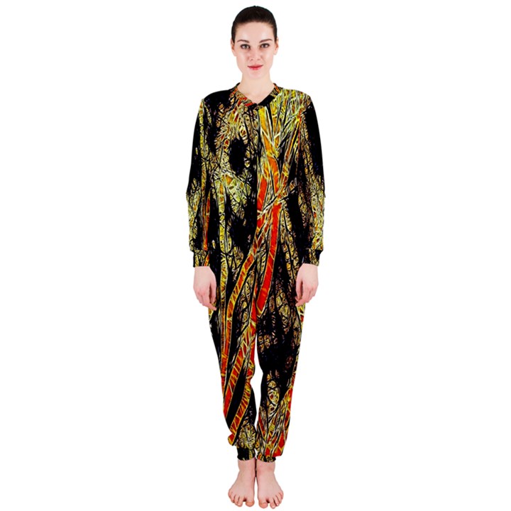 Artistic Effect Fractal Forest Background OnePiece Jumpsuit (Ladies) 