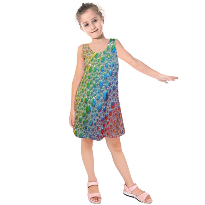 Bubbles Rainbow Colourful Colors Kids  Sleeveless Dress