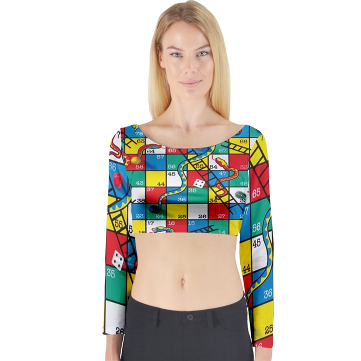 Snakes And Ladders Long Sleeve Crop Top