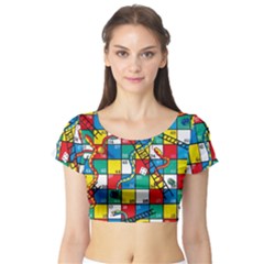 Snakes And Ladders Short Sleeve Crop Top (tight Fit)