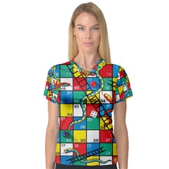 Snakes And Ladders Women s V-neck Sport Mesh Tee