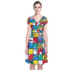 Snakes And Ladders Short Sleeve Front Wrap Dress by Amaryn4rt