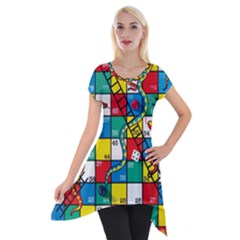 Snakes And Ladders Short Sleeve Side Drop Tunic