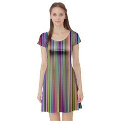 Striped Stripes Abstract Geometric Short Sleeve Skater Dress by Amaryn4rt