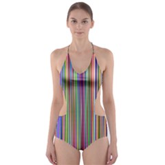 Striped Stripes Abstract Geometric Cut-out One Piece Swimsuit by Amaryn4rt