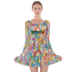 Sakura Cherry Blossom Floral Long Sleeve Skater Dress