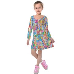 Sakura Cherry Blossom Floral Kids  Long Sleeve Velvet Dress by Amaryn4rt