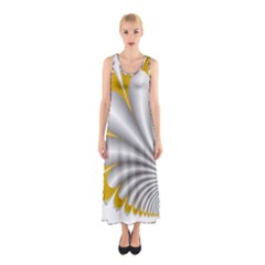 Fractal Gold Palm Tree  Sleeveless Maxi Dress by Amaryn4rt