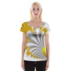 Fractal Gold Palm Tree  Women s Cap Sleeve Top by Amaryn4rt