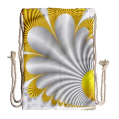 Fractal Gold Palm Tree  Drawstring Bag (large)