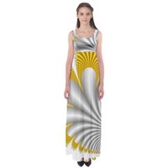 Fractal Gold Palm Tree  Empire Waist Maxi Dress by Amaryn4rt