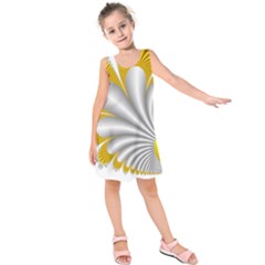 Fractal Gold Palm Tree  Kids  Sleeveless Dress by Amaryn4rt