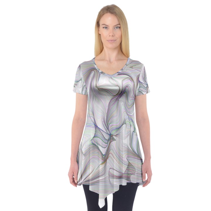 Abstract Background Chromatic Short Sleeve Tunic 