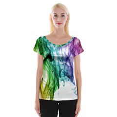 Colour Smoke Rainbow Color Design Women s Cap Sleeve Top by Amaryn4rt