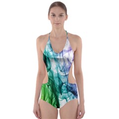 Colour Smoke Rainbow Color Design Cut-out One Piece Swimsuit by Amaryn4rt