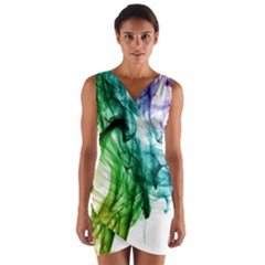 Colour Smoke Rainbow Color Design Wrap Front Bodycon Dress by Amaryn4rt