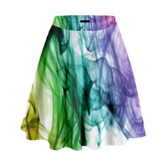 Colour Smoke Rainbow Color Design High Waist Skirt