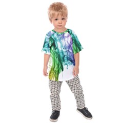 Colour Smoke Rainbow Color Design Kids  Raglan Tee