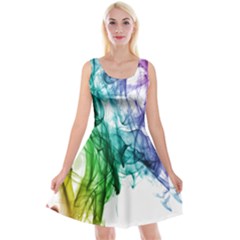 Colour Smoke Rainbow Color Design Reversible Velvet Sleeveless Dress