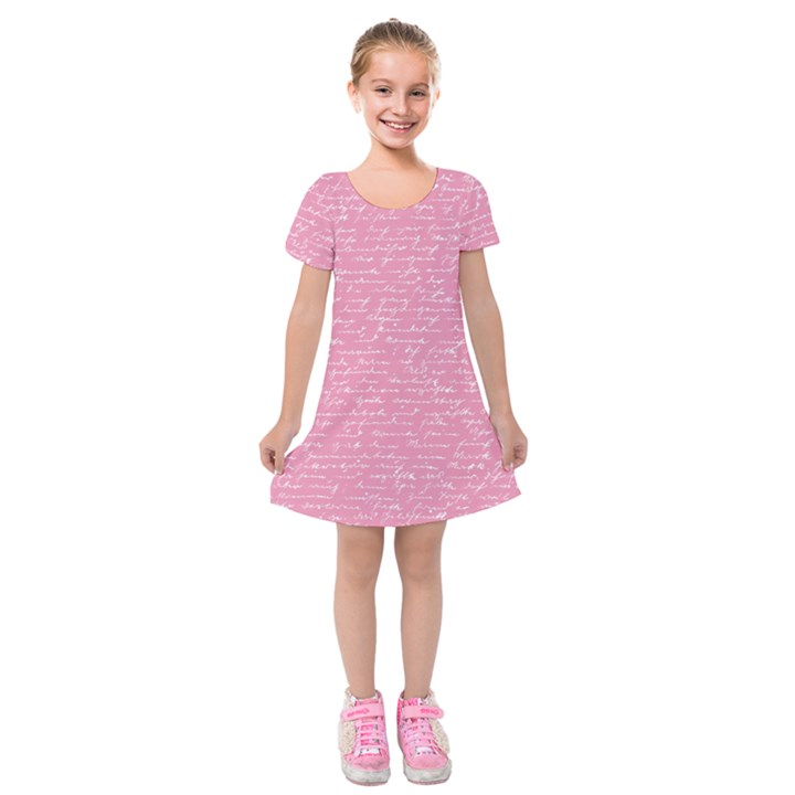 Handwriting  Kids  Short Sleeve Velvet Dress