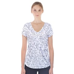 Handwriting  Short Sleeve Front Detail Top