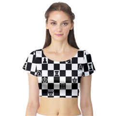 Chess Short Sleeve Crop Top (tight Fit)