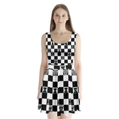 Chess Split Back Mini Dress 