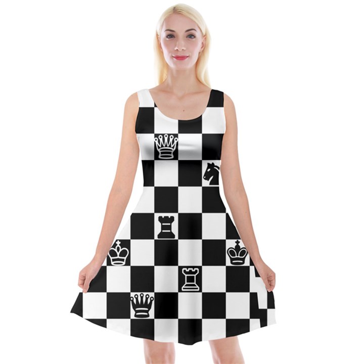 Chess Reversible Velvet Sleeveless Dress