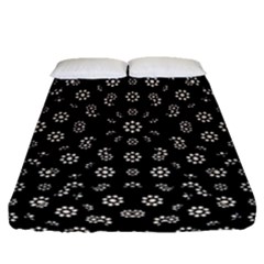 Dark Ditsy Floral Pattern Fitted Sheet (queen Size)