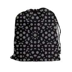 Dark Ditsy Floral Pattern Drawstring Pouches (xxl) by dflcprints