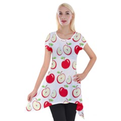 Apple Pattern Short Sleeve Side Drop Tunic