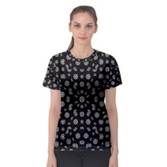 Dark Ditsy Floral Pattern Women s Sport Mesh Tee