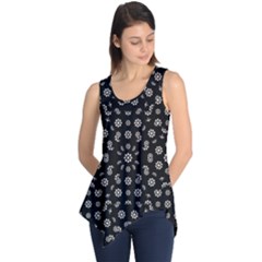 Dark Ditsy Floral Pattern Sleeveless Tunic by dflcprintsclothing