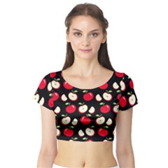 Apple Pattern Short Sleeve Crop Top (tight Fit)