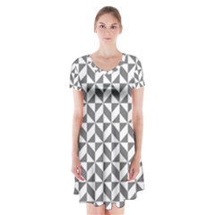 Pattern Short Sleeve V-neck Flare Dress